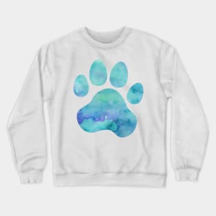 Dark Teal Watercolor Paw Print Crewneck Sweatshirt